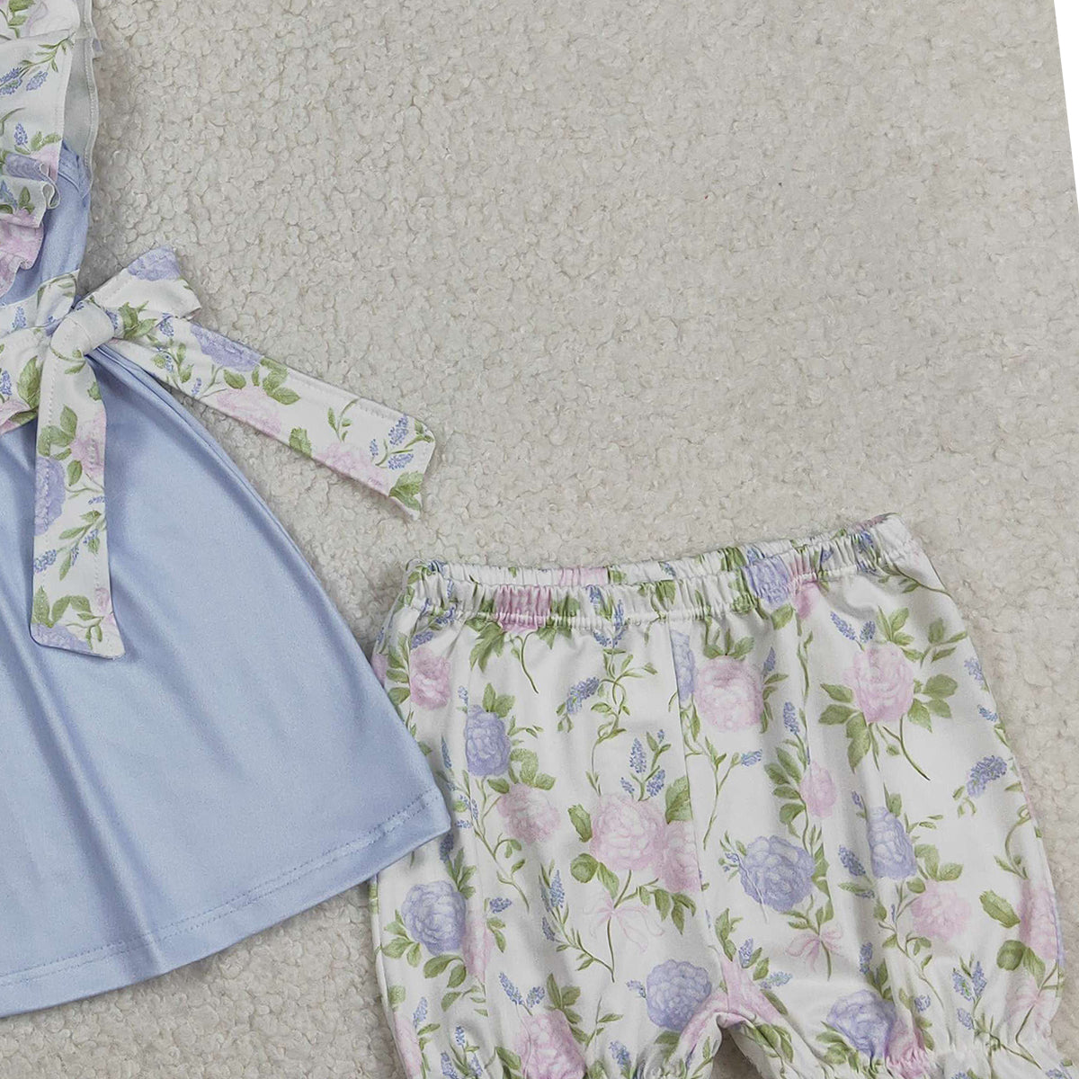 3.12 RTS NO MOQ （In stock）GSSO2846 Kids Clothing for Girls Baby Girls Thank Heaven Little Girl Flowers Bows Tunic Ruffle Shorts Clothes Sets