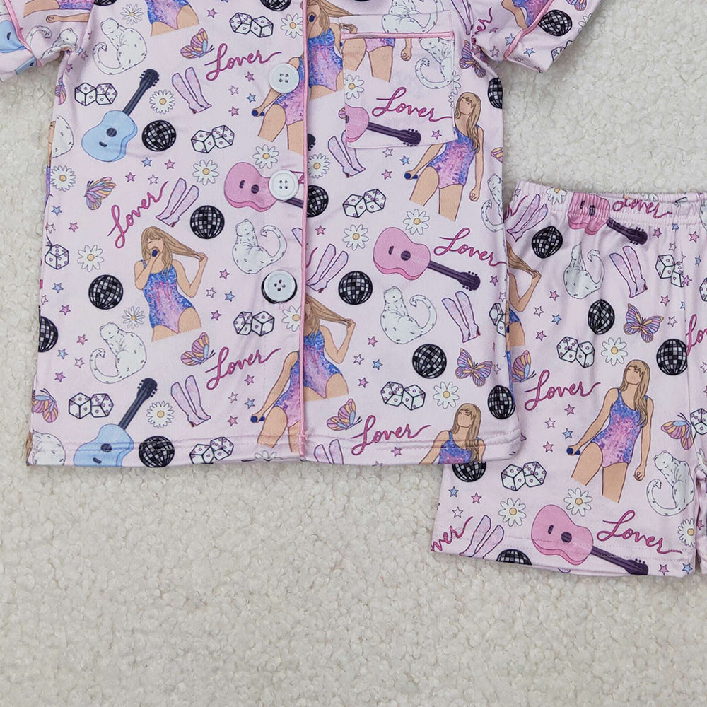 GSSO1773 New Rts No Moq 8-9 Days By Air Arrived it Short sleeves guitar boots singer girls button down pajamas