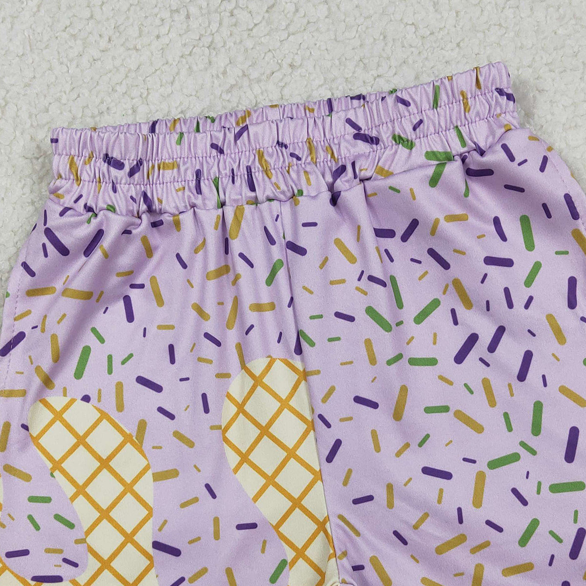 12.30 RTS NO MOQ （In stock）SS0653 Baby Boys Summer Shorts Baby Boys Lavender Sprinkles Drip Team Shorts Bottom