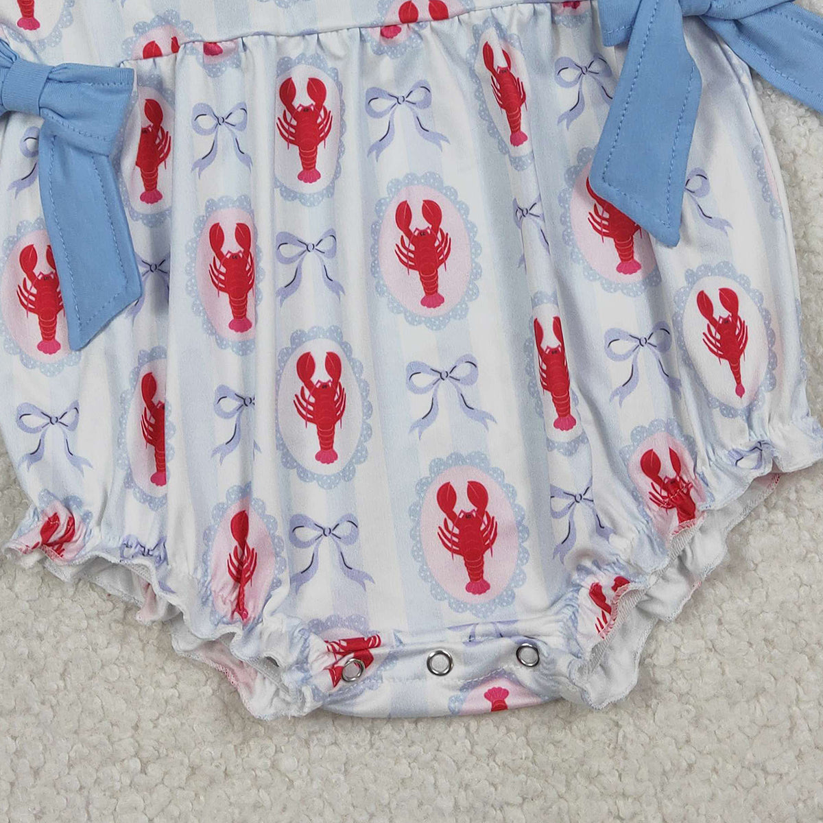 1.16 RTS NO MOQ （In stock）SR3828 Baby Girls Sleeveless Bows Crayfishes Ruffle Rompers