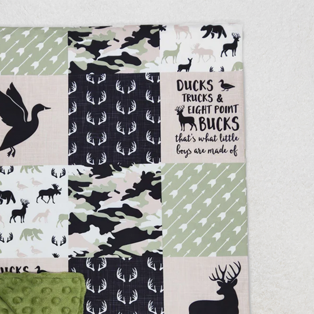USA Shop (in stock)BL0071  RTS NO MOQ Baby Blankets Baby Kids Green Hunting Deer Minky Blankets
