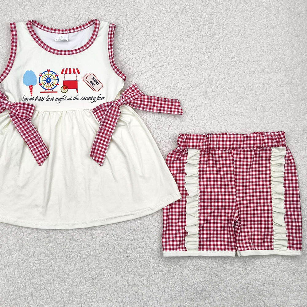 7.19  GSSO2518RTS NO MOQ Baby Girls Summer Outfits baby girl clothes sleeveless shorts set