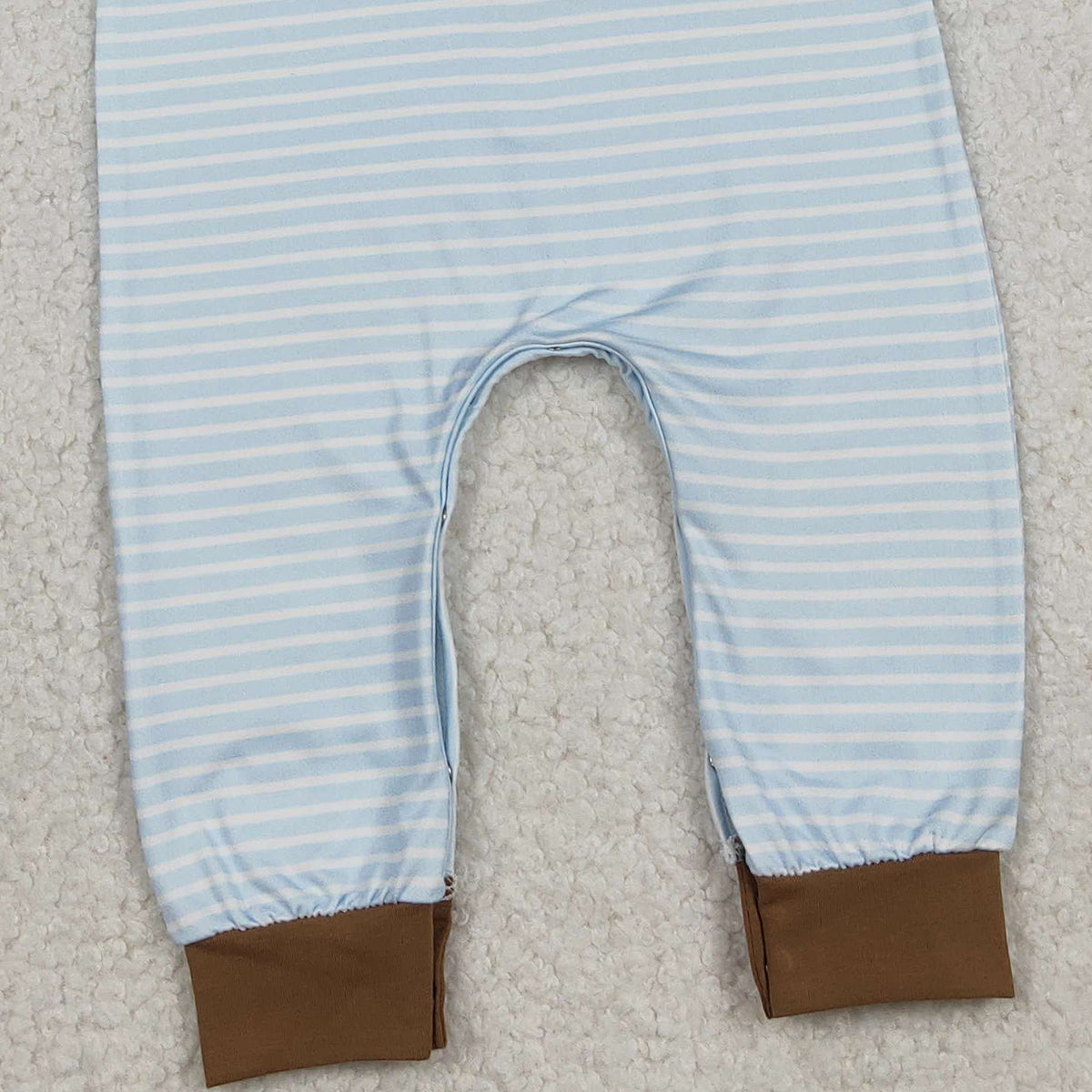 12.15 RTS NO MOQ （In stock）LR2659 Baby Boys Winter Rompers Embroidery Dog Baby Boys Blue Stripe Valentines Footie Rompers