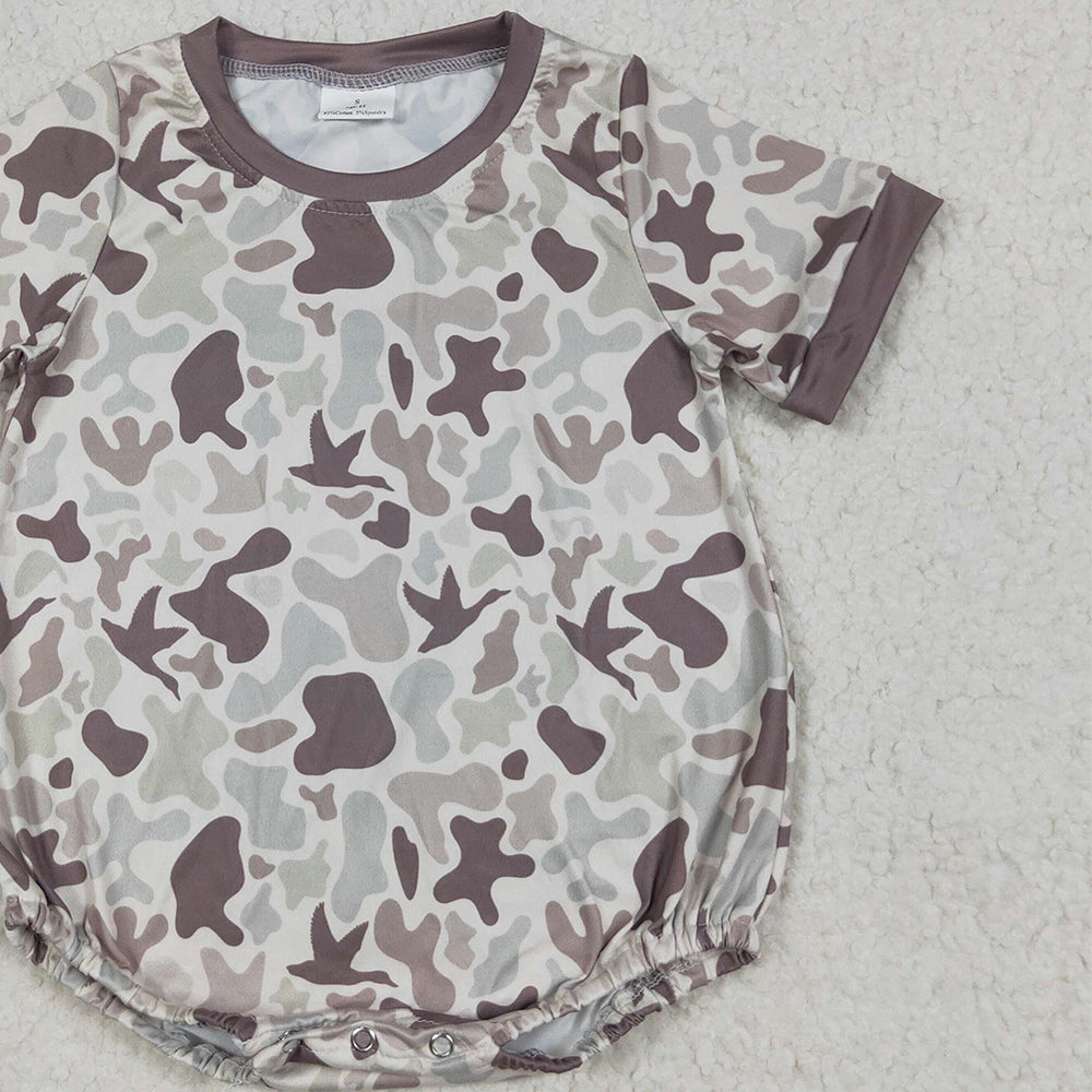 SR3141 RTS NO MOQ Baby Boys Summer Rompers Short sleeves duck camo baby boy summer romper