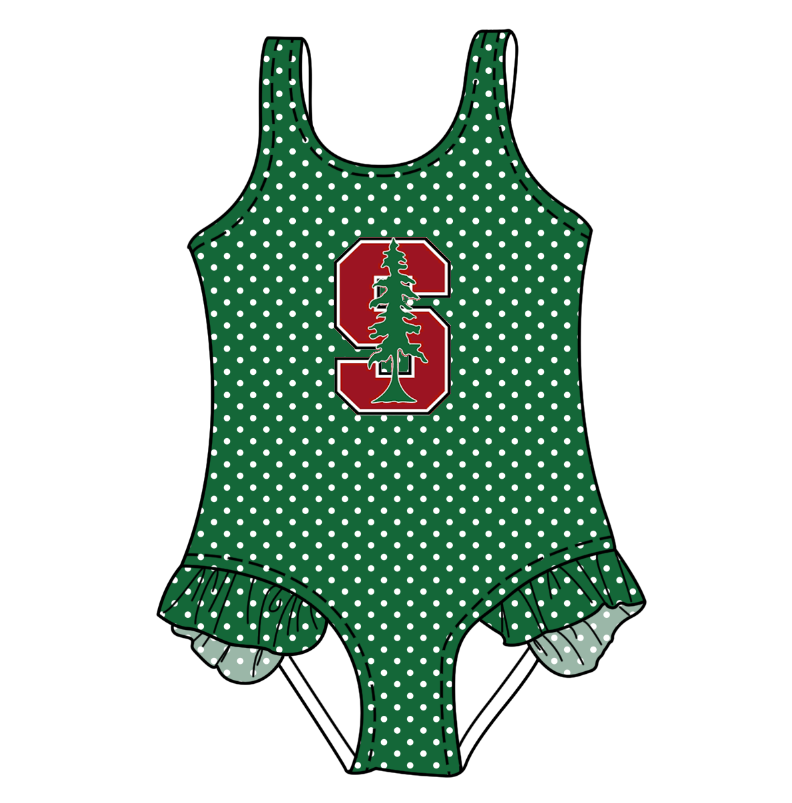 CUSTOM MOQ 5 Cute Comfortable Clothing For Kids Summer Baby Girls Green S Polka Dots Ruffle Team One Piece Swimsuits