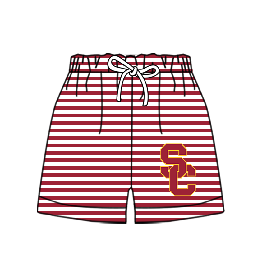 CUSTOM MOQ 5 Cute Comfortable Clothing For Kids Baby Kids Red SC Stripe Summer Bottom Team Shorts