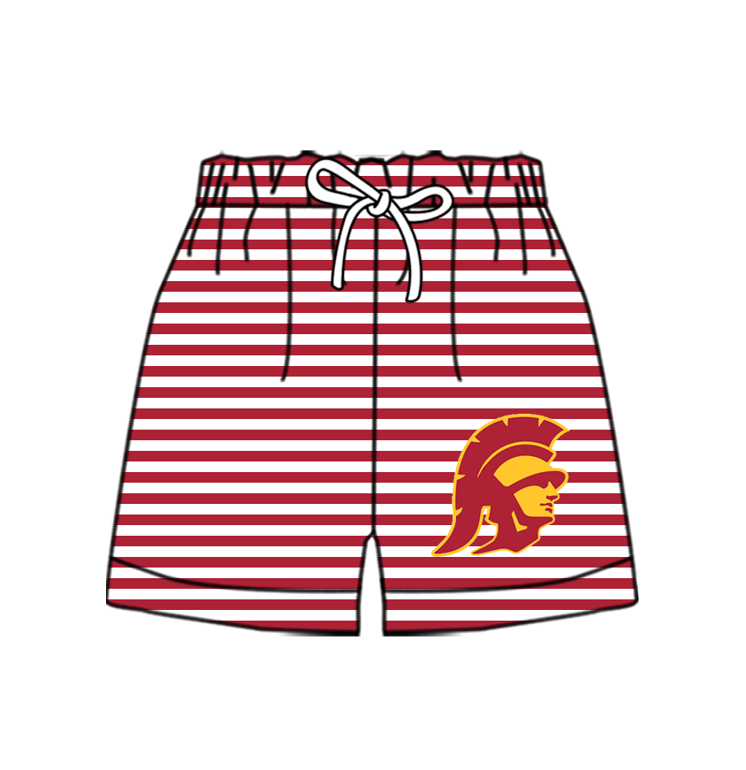 CUSTOM MOQ 5 Cute Comfortable Clothing For Kids Baby Kids Dark Red Stripe Summer Bottom Team Shorts