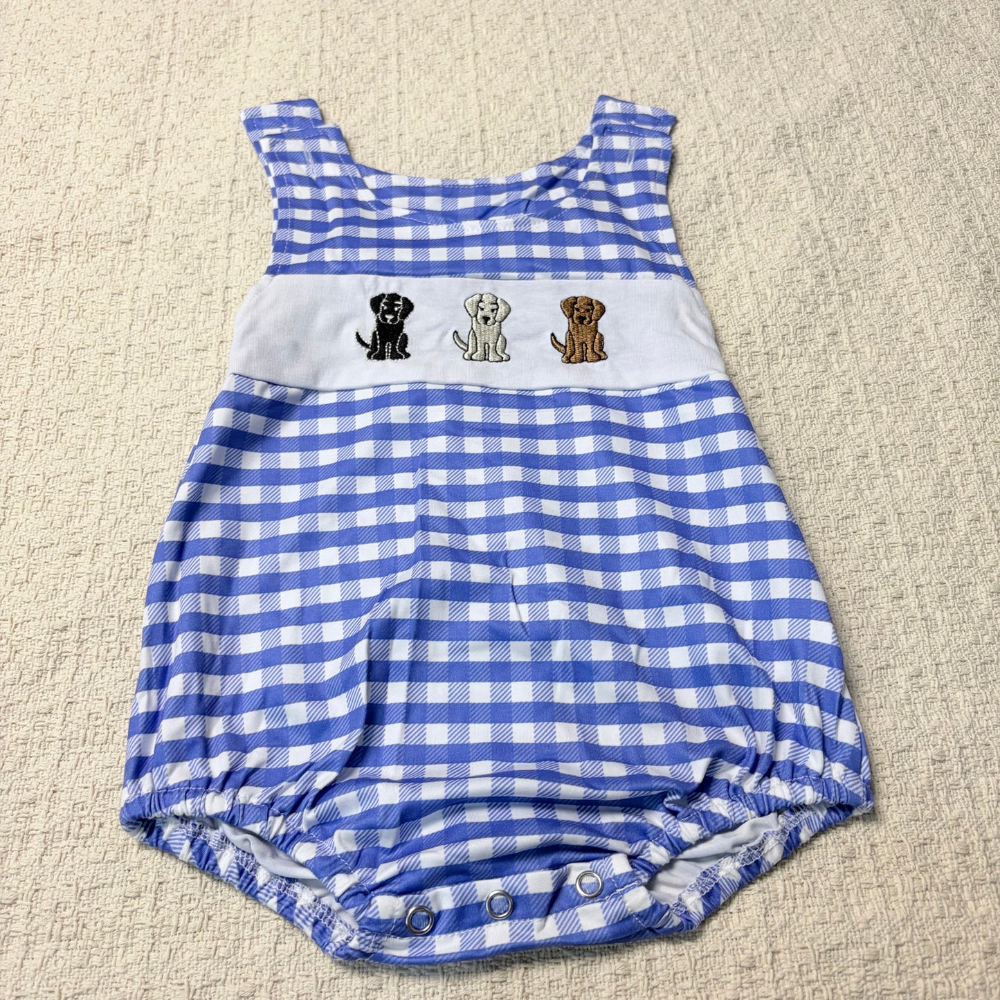 0514 RTS Sibling Short sleeves dog top plaid shorts boys clothing and romper