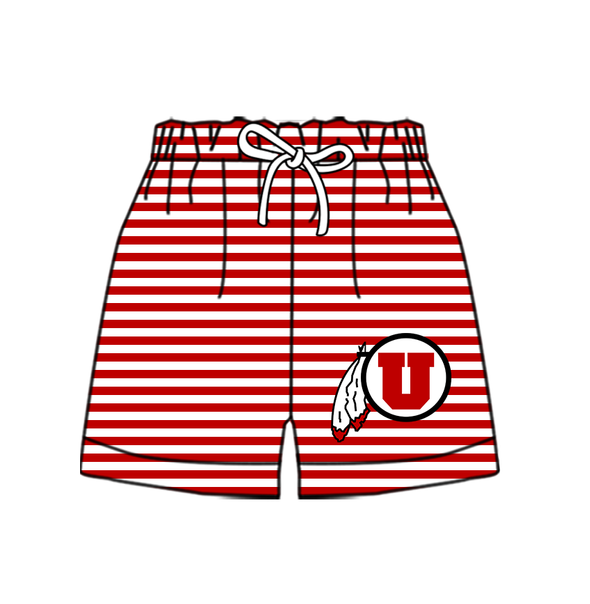 CUSTOM MOQ 5 Cute Comfortable Clothing For Kids Baby Kids Dark Red U Stripe Summer Bottom Team Shorts