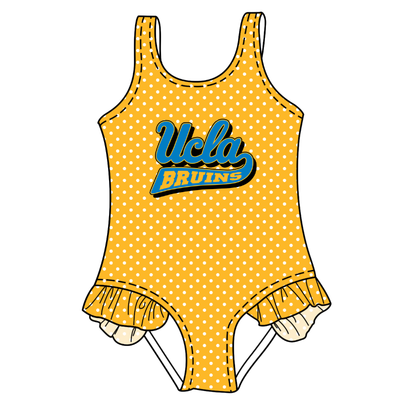 CUSTOM MOQ 5 Cute Comfortable Clothing For Kids Summer Baby Girls Golden Polka Dots Ruffle Team One Piece Swimsuits