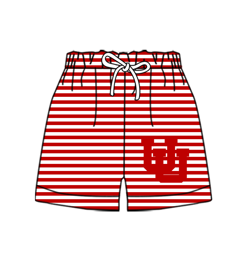 CUSTOM MOQ 5 Cute Comfortable Clothing For Kids Baby Kids Red U Stripe Summer Bottom Team Shorts