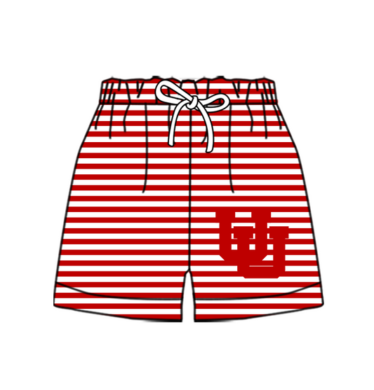 CUSTOM MOQ 5 Cute Comfortable Clothing For Kids Baby Kids Red U Stripe Summer Bottom Team Shorts