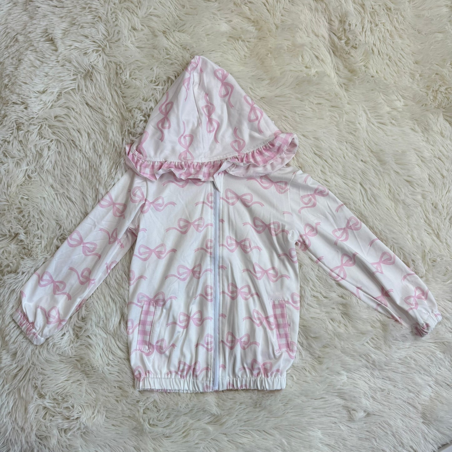11.28 RST GT0873 Baby Girls Pink Bows Hooded Top Zip Tops Jackets Cardigans