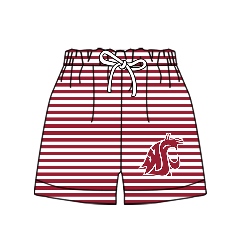 CUSTOM MOQ 5 Cute Comfortable Clothing For Kids Baby Kids Red Stripe Summer Bottom Team Shorts