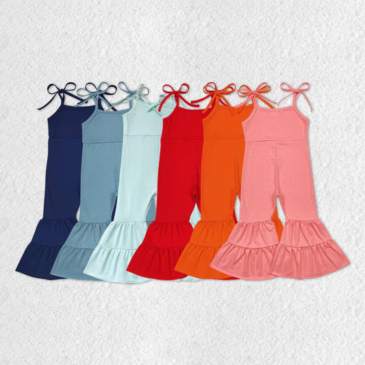 Baby Girls Cotton Suspender Double Lace Flared Overalls