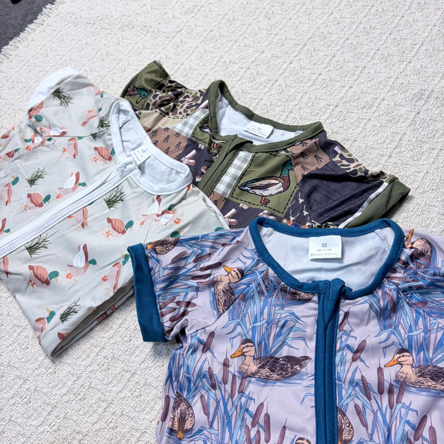 0514 RTS Sibling Short sleeves duck baby boy summer zipper romper