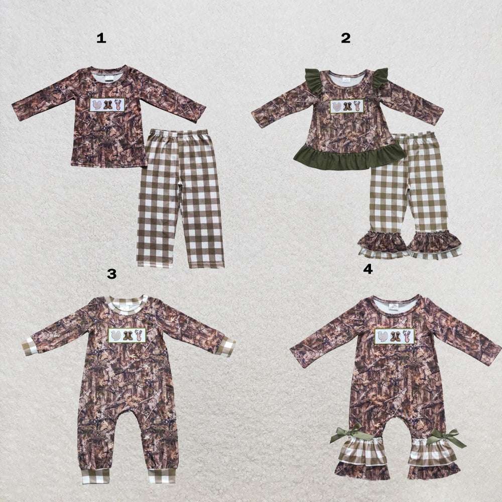 RTS Sibling Fall Camo Hunting Turkey Boots Girls Boys Clothes Sets
