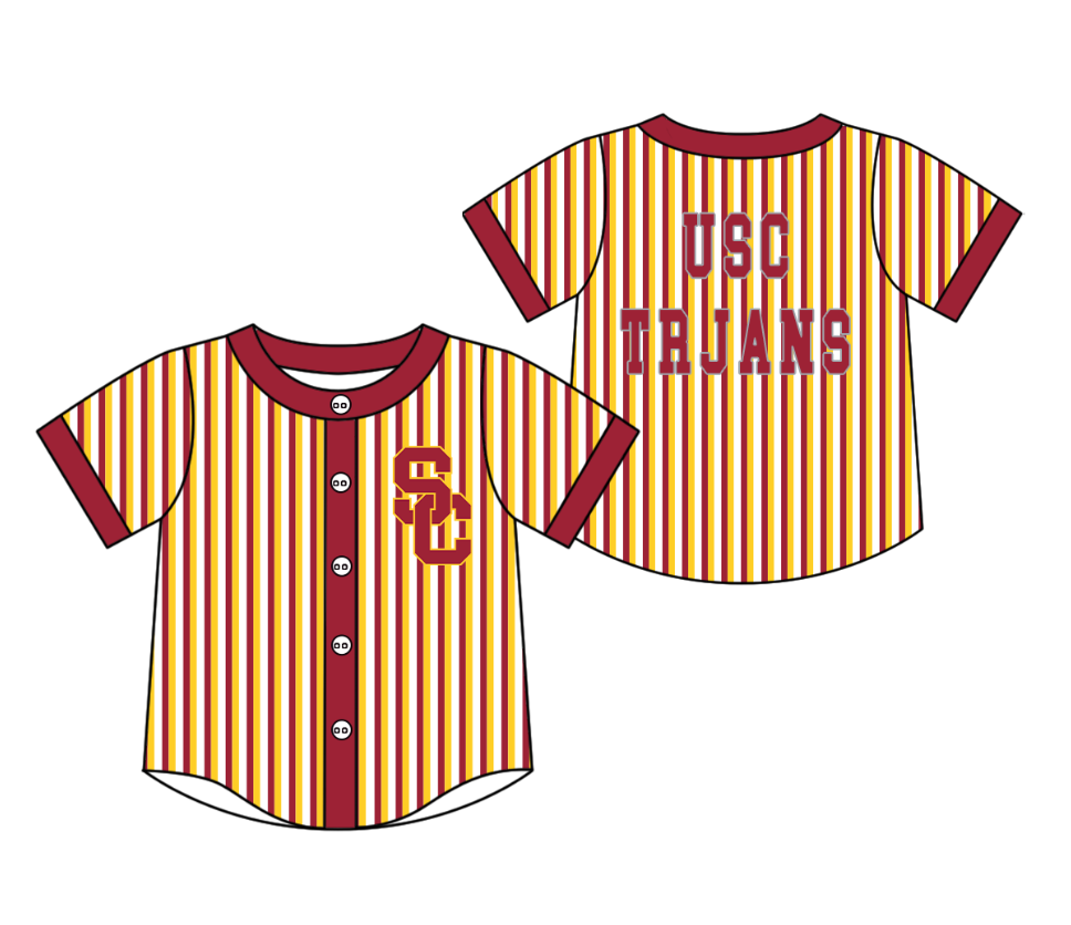 3.5 CUSTOM MOQ 5 Cute Kids Clothing Baby Kids Red Yellow Stripe Short Sleeve Team T-shirts Top