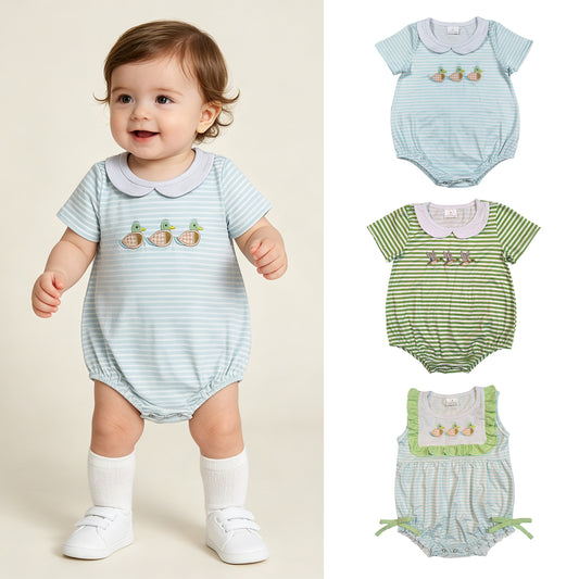 RTS Sibling Sleeveless duck embroidery baby girl summer romper