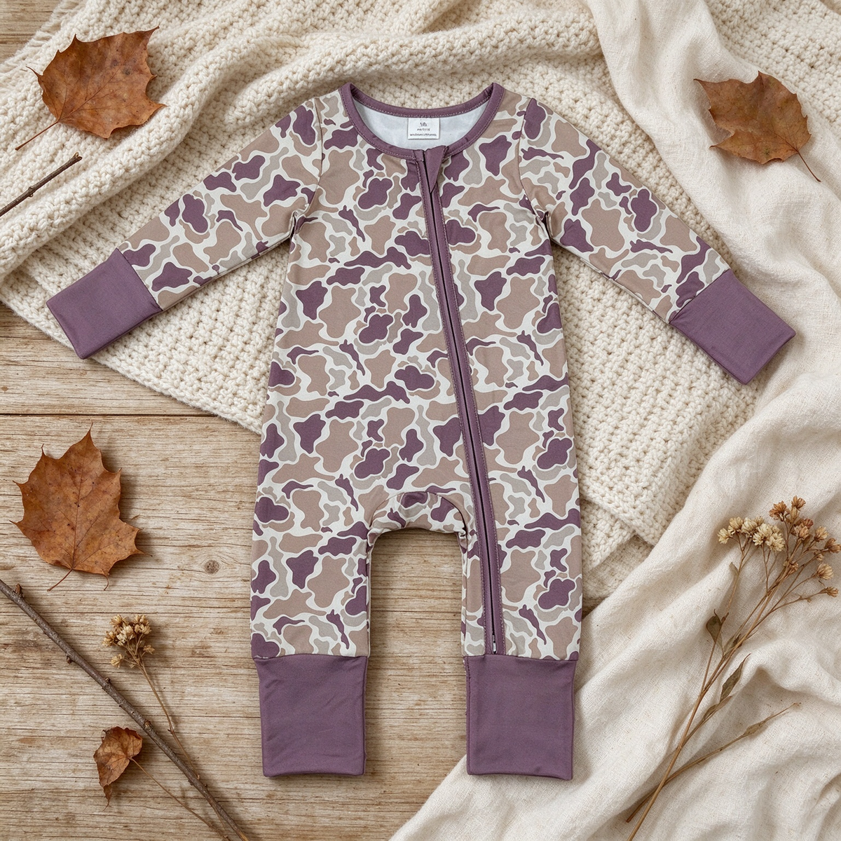 RTS NO MOQ （In stock）milk silk LR2948 Baby Boys Camo Two Way Zipper Convertible Crotch Zip Rompers