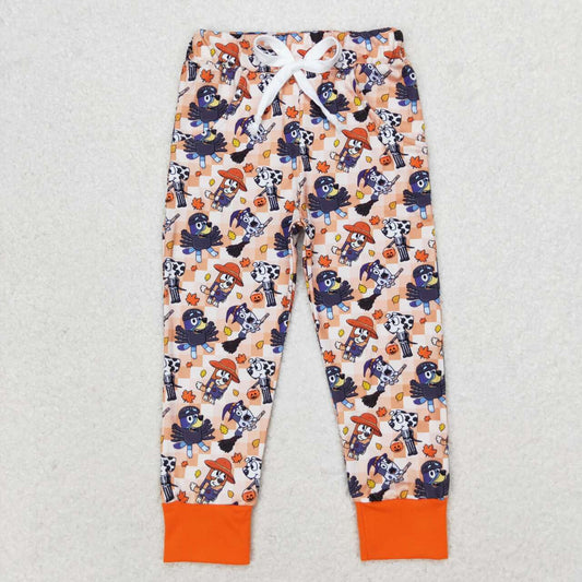 RTS no moq P0476  Clothes For Girls Leaf Orange Check Trousers