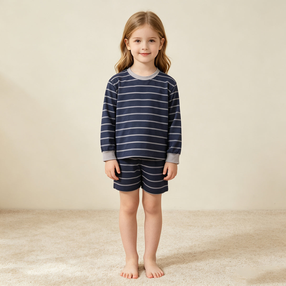 RTS NO MOQ （In stock）GLS0158 yoga fabric GLS0158 Yoga Baby Girls Stripe Shirt Top Shorts Kids Active Outfit