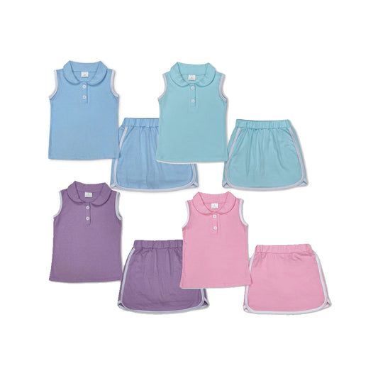 RTS Sibling sleeveless polo shirt skirt cotton kids girls clothing