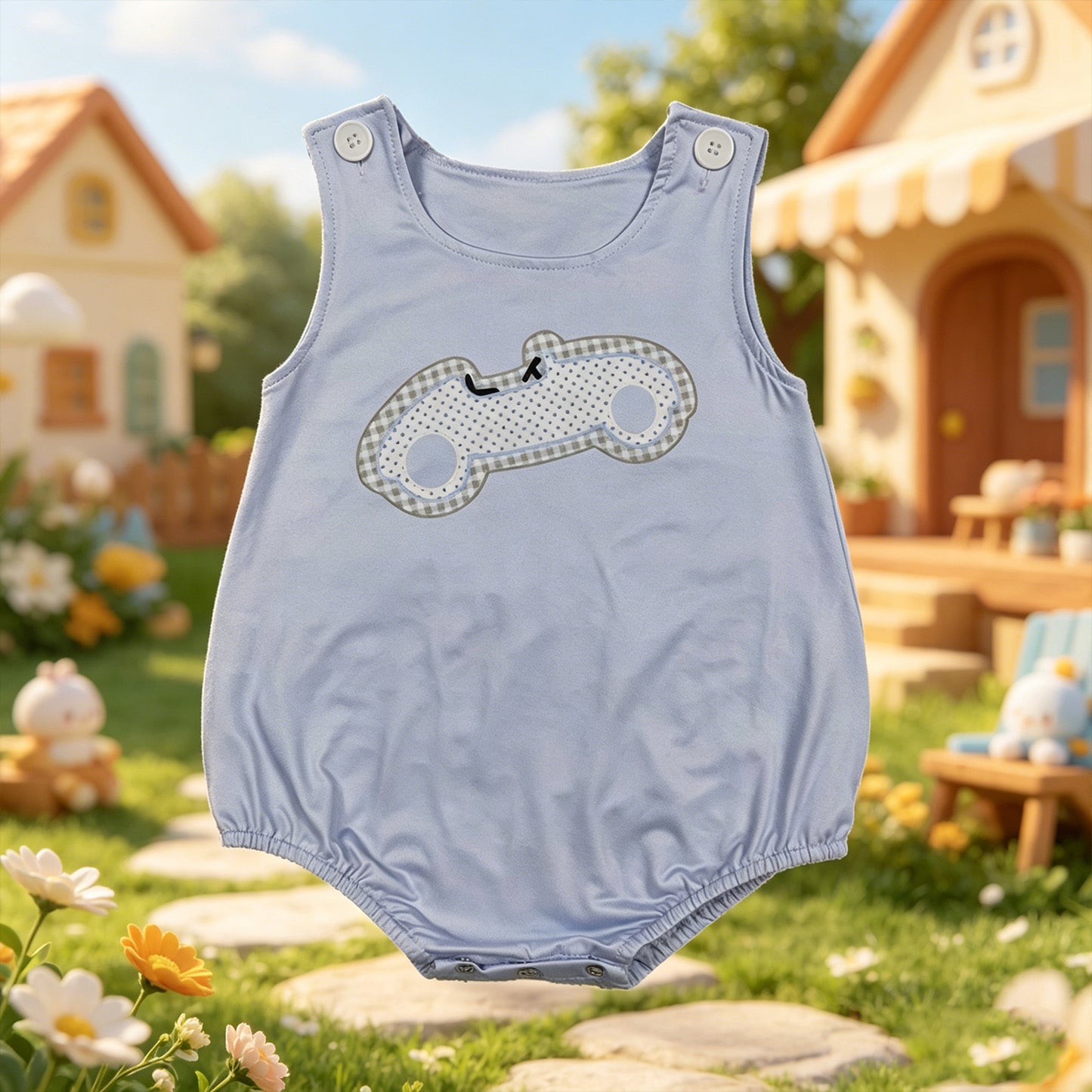 SR4013 RTS NO MOQ （In stock）Sleeveless car baby boy summer romper