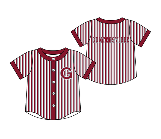 3.6 CUSTOM MOQ 5 Cute Kids Clothing Baby Kids Red Gray G Stripe Short Sleeve Team T-shirts Top