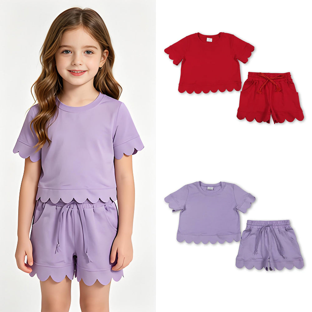 RTS Sibling Short sleeves scallop top shorts girls summer outfit