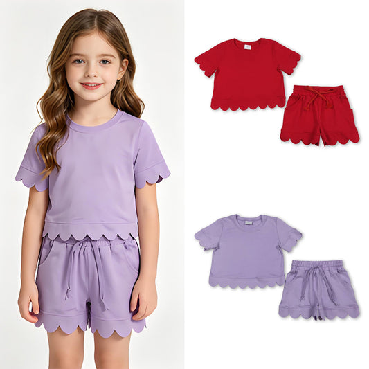 RTS Sibling Short sleeves scallop top shorts girls summer outfit