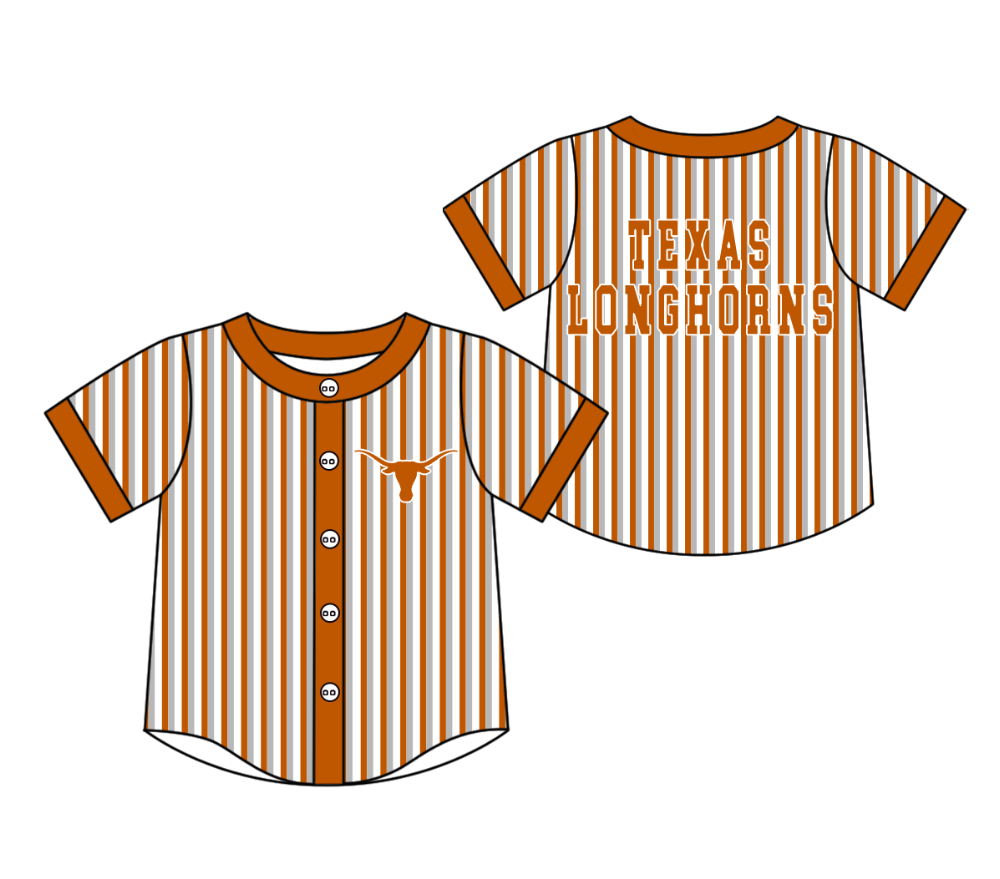 CUSTOM MOQ 5 Cute Kids Clothing Baby Kids Brown Gray Stripe Short Sleeve Team T-shirts Top