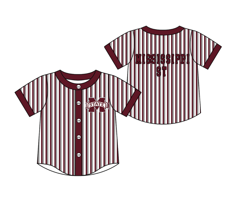 CUSTOM MOQ 5 Cute Kids Clothing Baby Kids Red Gray Stripe Short Sleeve Team T-shirts Top