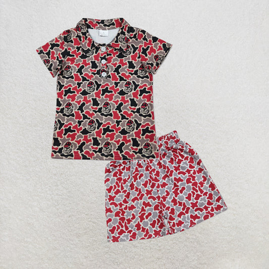 5.14 RTS NO MOQ （In stock）BT1699+SS0880 Short sleeves camo dog kids boys team polo shirt outfits