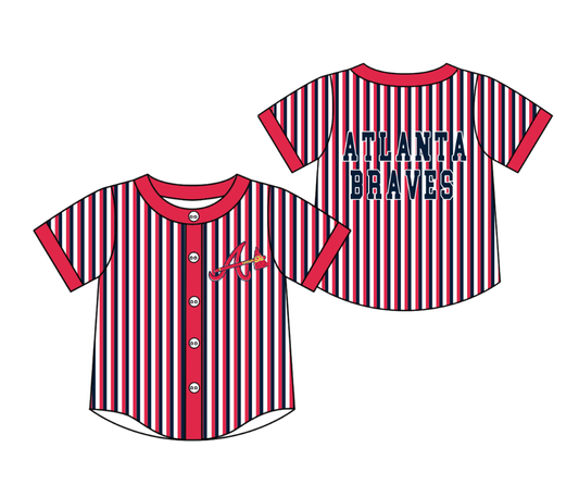 CUSTOM MOQ 5 Cute Kids Clothing Baby Kids Red Black Stripe Short Sleeve Team T-shirts Top