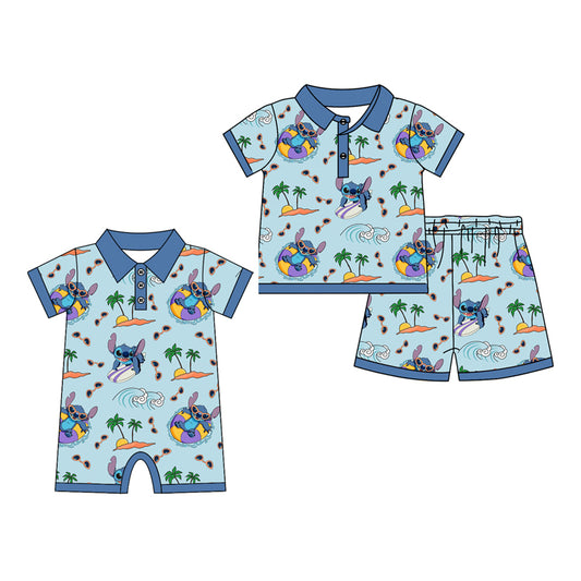 Kids Boys Short Sleeve Koala Polo Shirt And Shorts Summer Outfit Set Casual Breathable Clothing for Active Boys