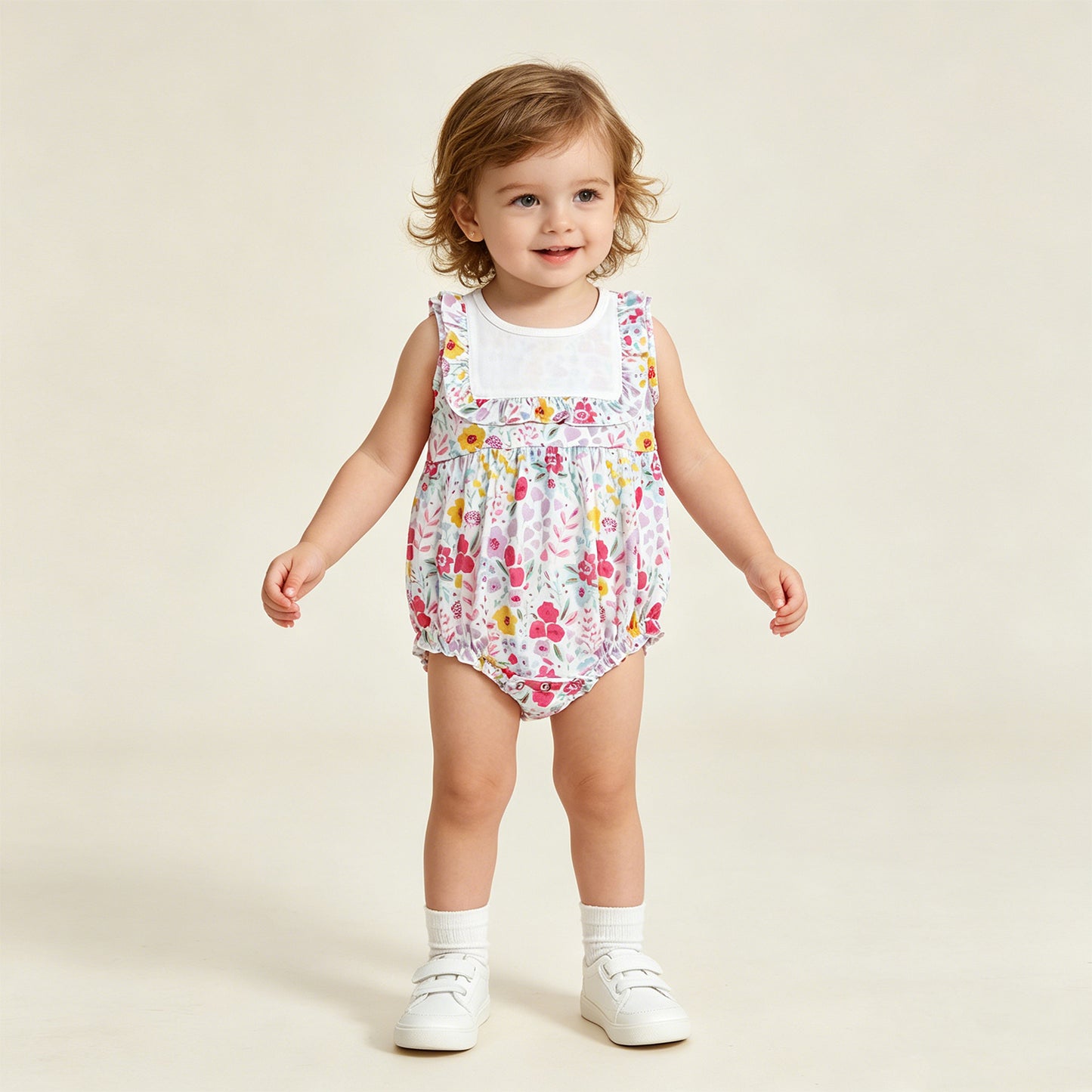 SR4021 RTS NO MOQ （In stock）Ruffle floral baby girls spring summer romper
