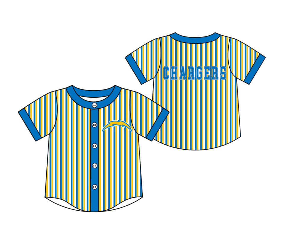 3.5 CUSTOM MOQ 5 Cute Kids Clothing Baby Kids Blue Yellow Stripe Short Sleeve Team T-shirts Top