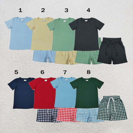 RTS Sibling Baby Boys Short Sleeve Shirts Top Pockets Shorts Pajamas Clothes Sets