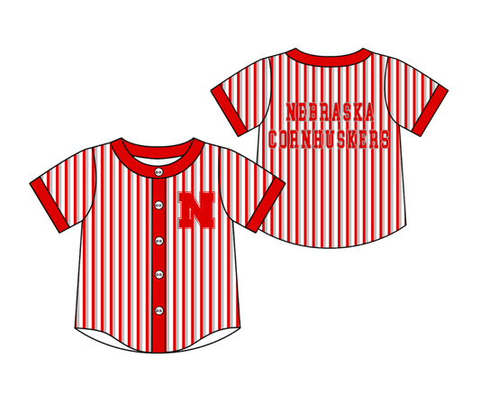 3.5 CUSTOM MOQ 5 Cute Kids Clothing Baby Kids Red Gray Stripe Short Sleeve Team T-shirts Top