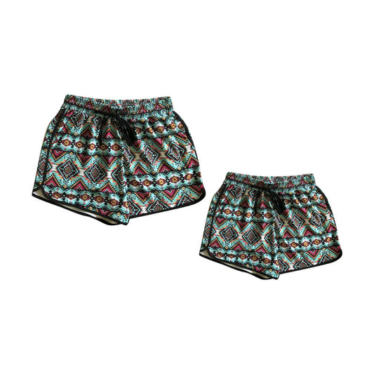 Aztec Western Women's Summer Shorts Adult Printed Loose Fit Knee-Length Casual Cotton Pants for Women