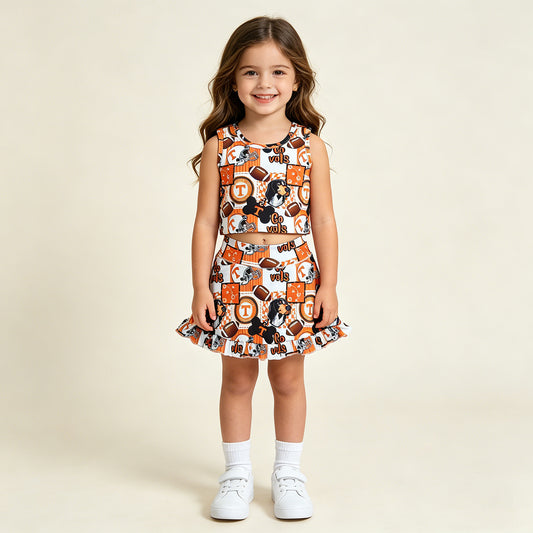 GSD3800 RTS NO MOQ （In stock ）Sleeveless softball kids girls summer athletic dresses