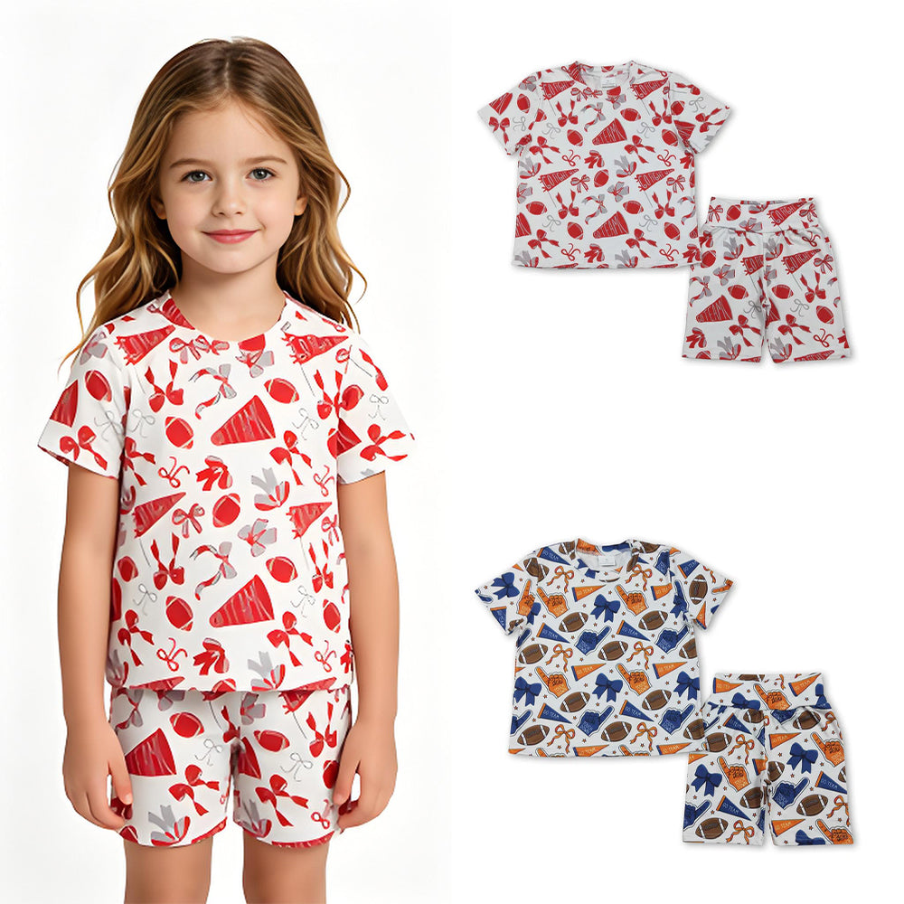 RTS Sibling bows gesture football girl short sleeve set
