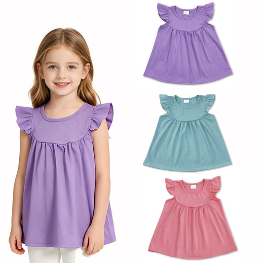 RTS Sibling Pink flutter sleeves cotton baby girls shirt