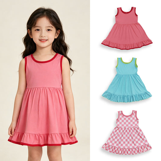 4.13 RTS Sibling Sleeveless ruffle baby girls summer dress