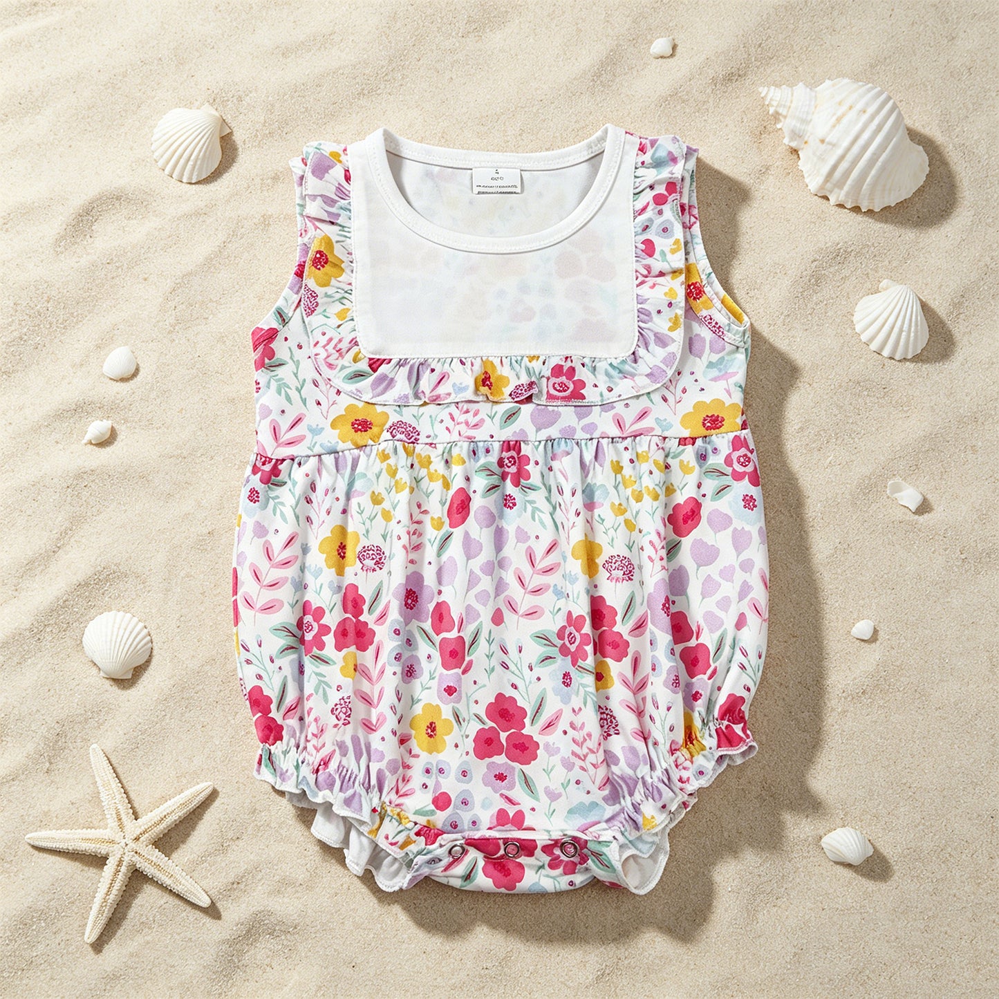 SR4021 RTS NO MOQ （In stock）Ruffle floral baby girls spring summer romper