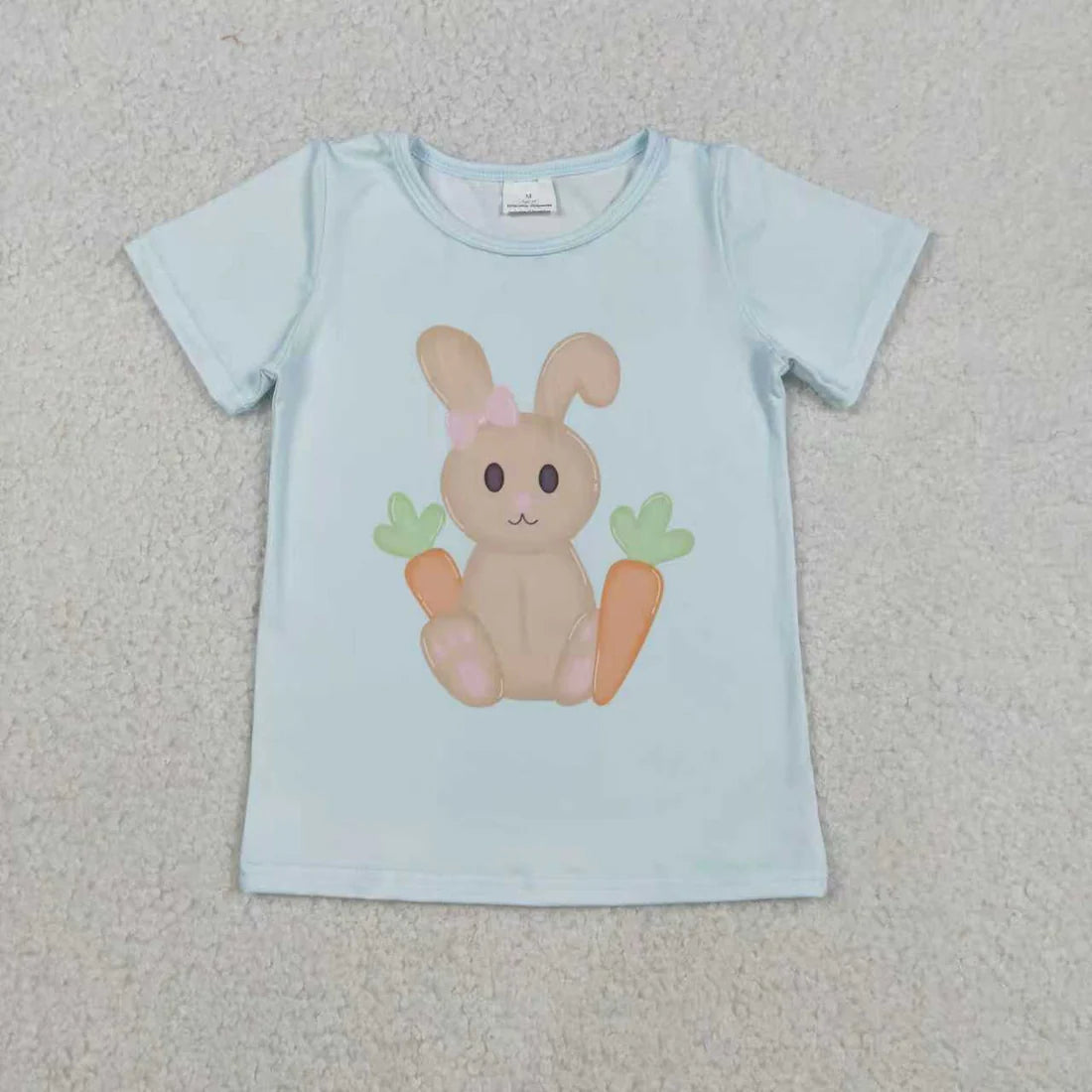 12.6 RST Sibling Baby Girls Short Sleeve Flowers Cross Rabbits Eggs Easter T-shirts Tops