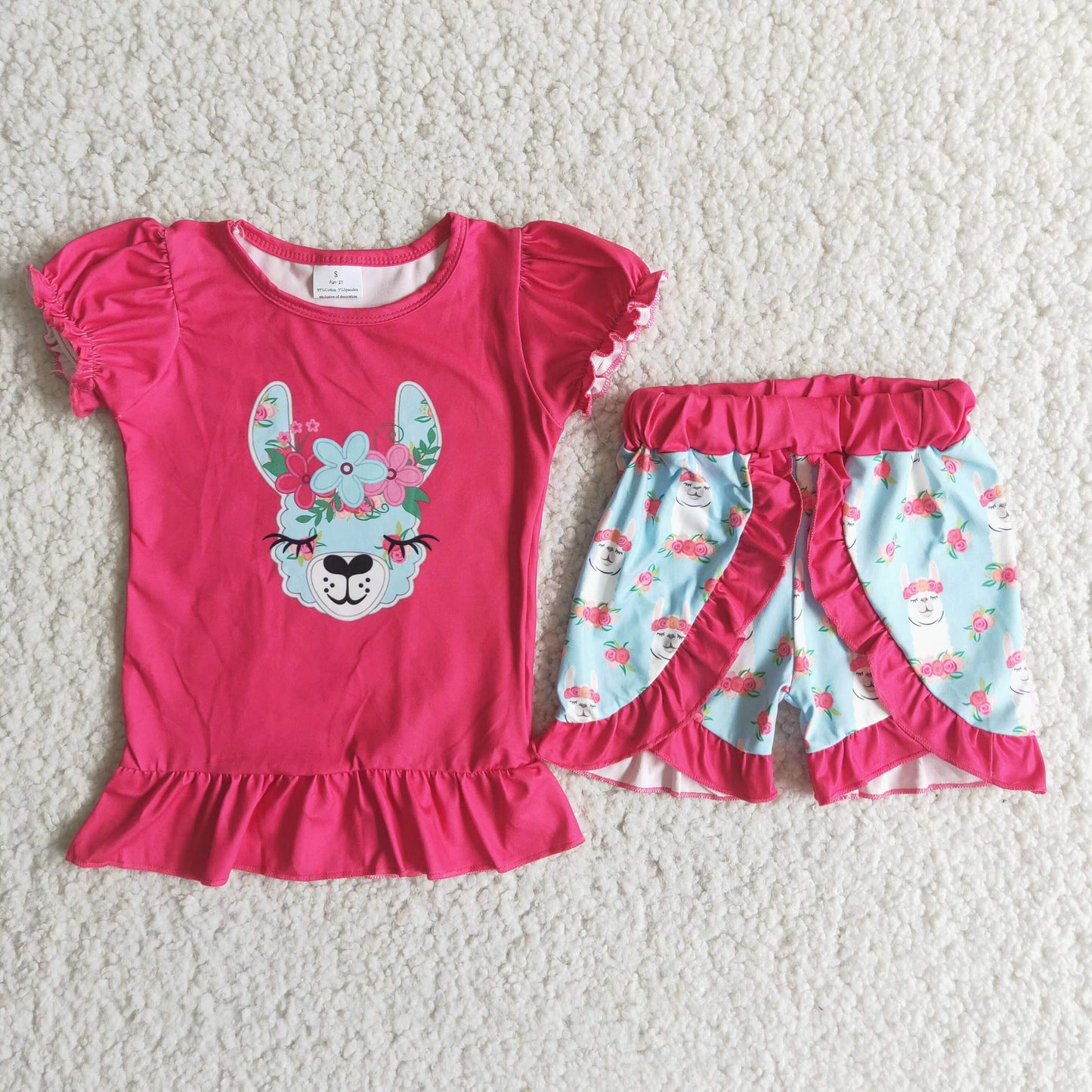 A10-10  Kids girls clothes puff sleeves with shorts set-promotion  $5.5