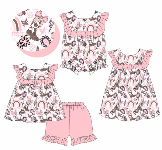 4.11 Pre order baby girl clothes Short Sleeve shorts sets dress romper