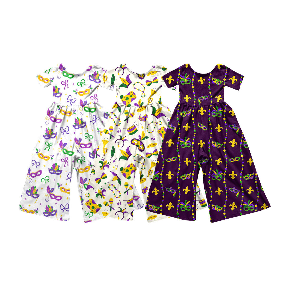(Preorder new) No moq Toddler Girls Short Sleeve Wide Leg Jumpsuit
